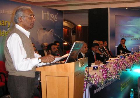 A shareholder describes Infosys' achievements at a Shareholders' Meeting in Bangalore (Dec '04)